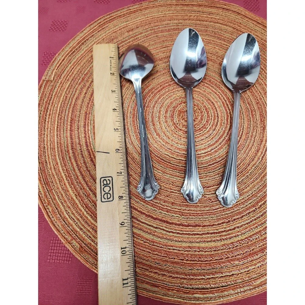 Pfaltzgraff Meridian Flatware 3 Large Serving Spoons 18/0 Stainless Steel 8 Inch